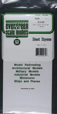 Evergreen 9030 Styrene Plain Sheet 0.55x150x300mm / .030x6x12" (2pcs) Evergreen Styrene SUPPLIES