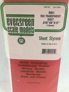 Evergreen Red Transparent Sheet.010X6X12 (2) Evergreen Styrene SUPPLIES