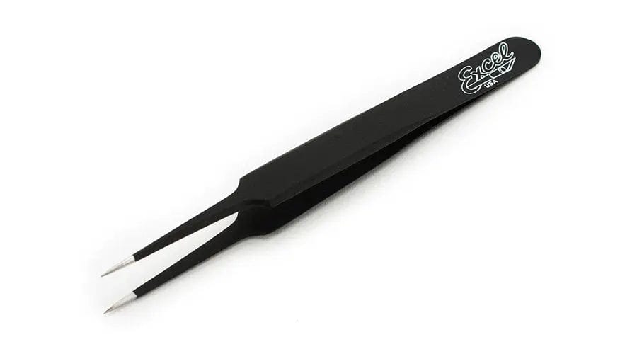 Excel 30421 4.5 Inch Straight Point Tweezers Black Excel TOOLS