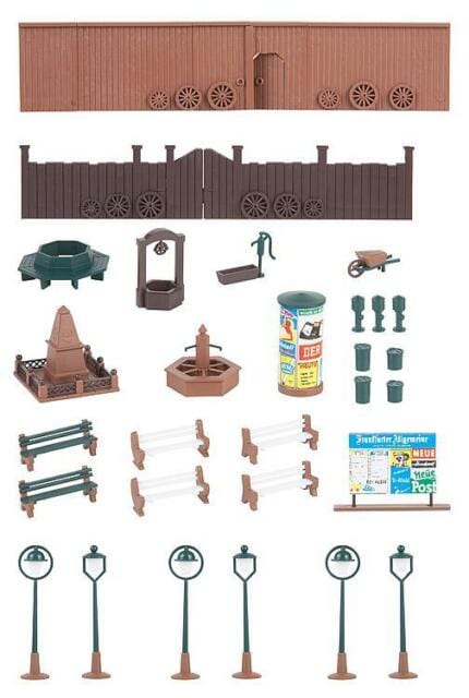 Faller Gmbh HO Village Square Detail Set - 116 Pieces Faller Gmbh TRAINS - HO/OO SCALE