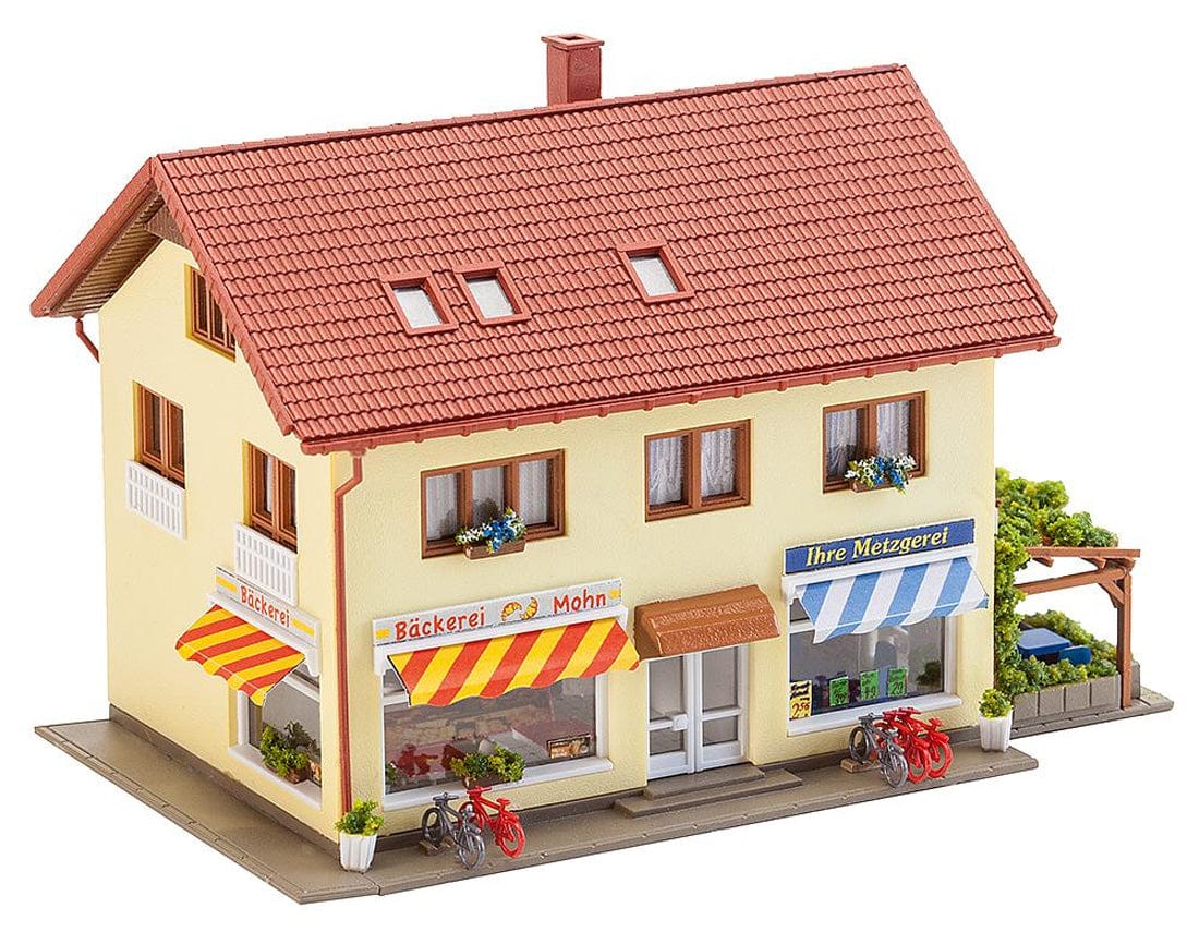 Faller Gmbh N Butcher Shop & Bakery - Kit - 4-1/2 x 3-1/4 x 3in 11.4 x 8.3 x 7.6cm Faller Gmbh TRAINS - N SCALE
