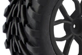 Fastrax 1/10 Mega-V Truck Tyre Mounted On 12-Spoke Wheels Black (2pcs) Fastrax RC CARS - PARTS