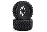 Fastrax 1/10 Mega-V Truck Tyre Mounted On 12-Spoke Wheels Black (2pcs) Fastrax RC CARS - PARTS