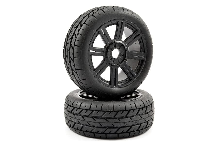 Fastrax 1/8 Eagle Tread Mounted On 8-Spoke Black (2pcs) Fastrax RC CARS - PARTS