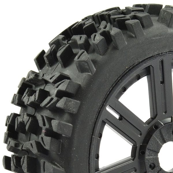 Fastrax 1/8 Maze Block Mounted On 8-Spoke Black (2pcs) Fastrax RC CARS - PARTS