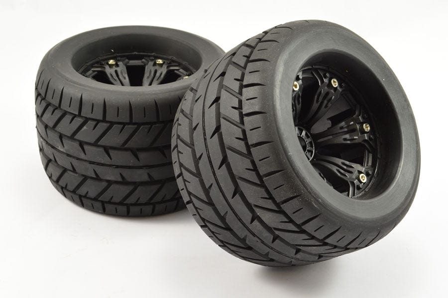 Fastrax 1/8 Mt Eagle Mounted 6-Spoke Black 1/2inOffset(2) Fastrax RC CARS - PARTS