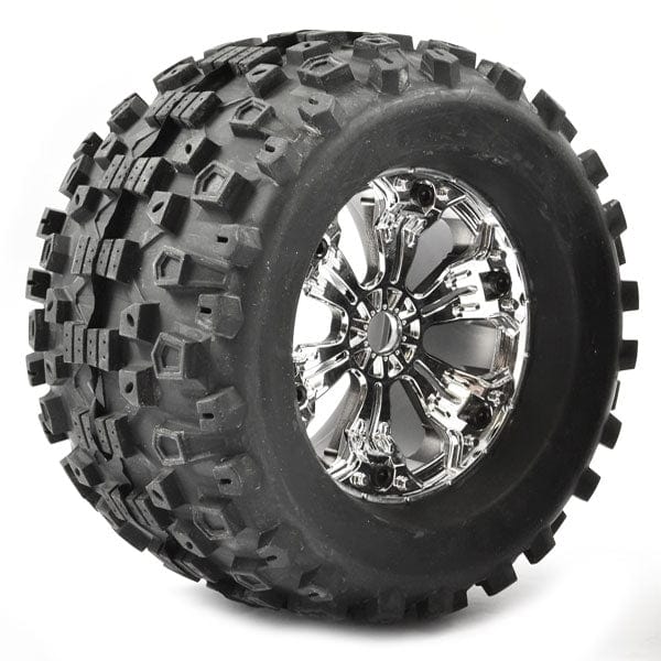 Fastrax 1/8 Mt Stinger Mounted 6-Spoke Chrome 1/2inOffset(2) Fastrax RC CARS - PARTS