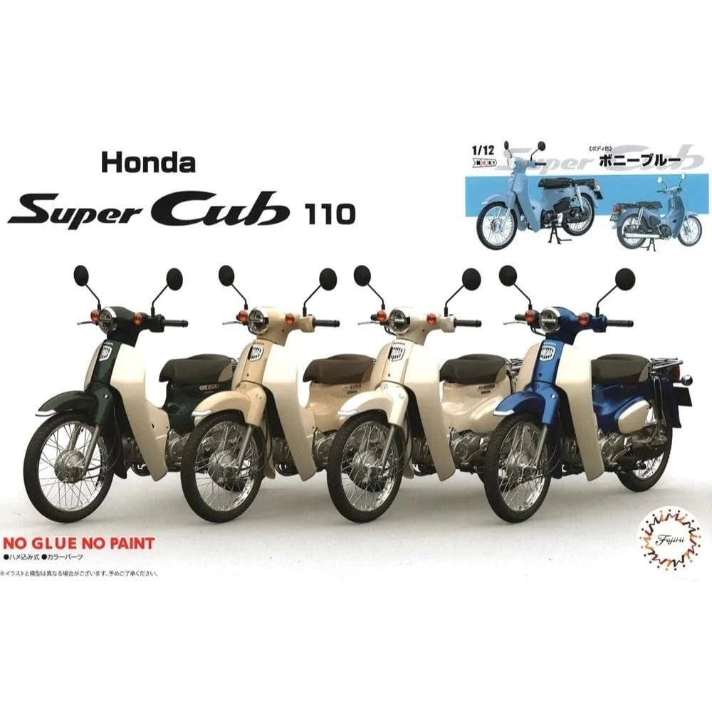 Fujimi 1/12 Honda Super Cub110 Street (Bonnie Blue) (B-NX-No1 EX-6) Plastic Model Kit - Hobbytech Toys