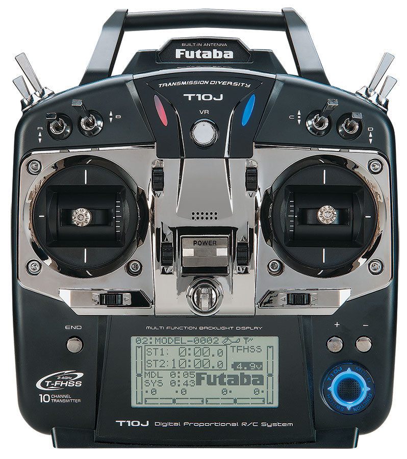 Futaba 10J 10CH THSS remote control with R3008SB receiver, a comprehensive radio gear system for professional-level radio control applications.
