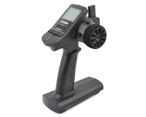 Futaba 3PV 2.4Ghz radio transmitter with R314SB receiver, black handheld controller with control dial and antenna.
