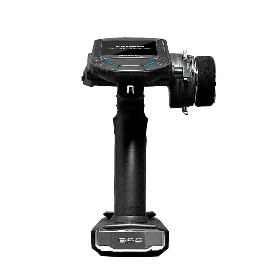 Futaba 10PXR radio gear with 2 x R404SBS receivers and charger on black stand.