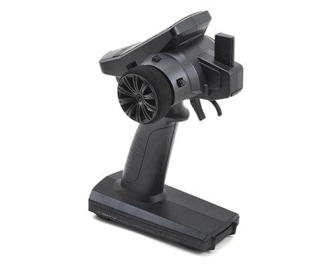 Sleek radio control transmitter with adjustable grip and multifunction controls for precise RC operation.