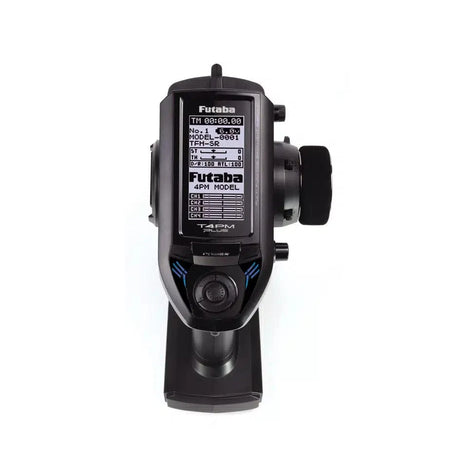 Compact 2.4GHz Futaba 4PM Plus transmitter with dual R334SBS receivers, a high-performance radio gear for precise control of remote-controlled models.