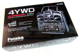4YWD 2.4GHz radio control system by Futaba. Featuring a handheld transmitter with dual-proportional controls, ideal for RC vehicles.
