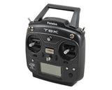 Compact Futaba 6k FHSS transmitter with R3006SB receiver, featuring ergonomic controls and digital display for precise radio control.