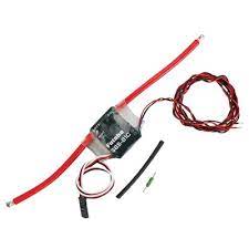 Compact Futaba S.BUS telemetry current sensor with red wire and control module.