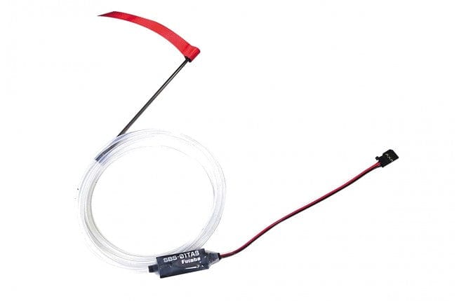 Compact SBUS airspeed sensor, sleek red and black design, with transparent tubing for precise air pressure monitoring.