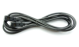 Sleek black Futaba trainer cord with square-shaped plugs on both ends, designed for radio control device connectivity.