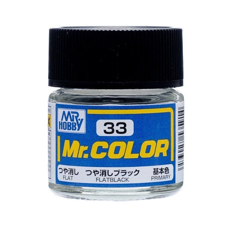 Mr Color 33 Flat Black 10ml Mr Hobby PAINT, BRUSHES & SUPPLIES