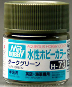 Mr Hobby Aqueous 73 Semi Gloss Dark Green 10ml Mr Hobby PAINT, BRUSHES & SUPPLIES