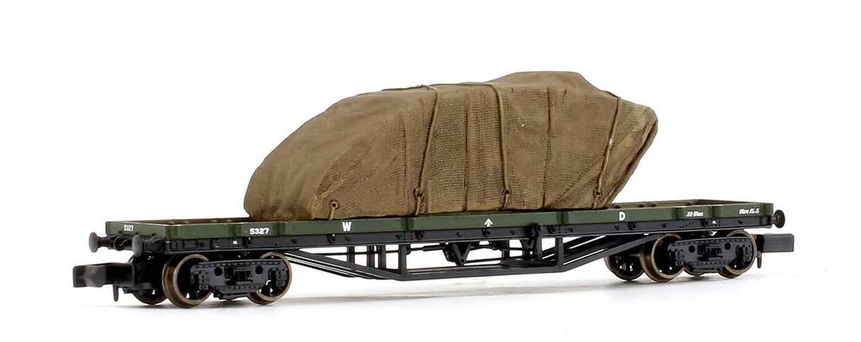 Graham Farish N 30T Bogie Bolster WD Khaki Green with Sheeted Tank Load Graham Farish TRAINS - N SCALE