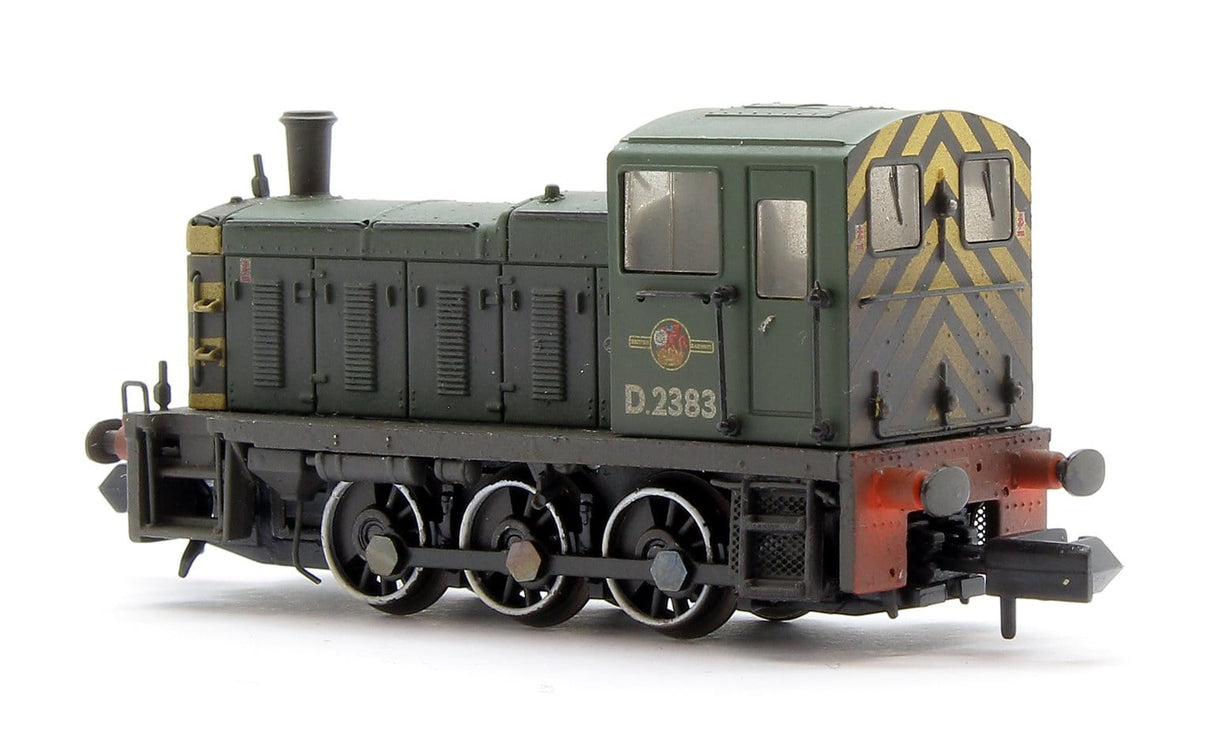 Graham Farish N BR Class 03 D2383 Green Wasp Stripes Diesel Shunter Weathered Graham Farish TRAINS - N SCALE