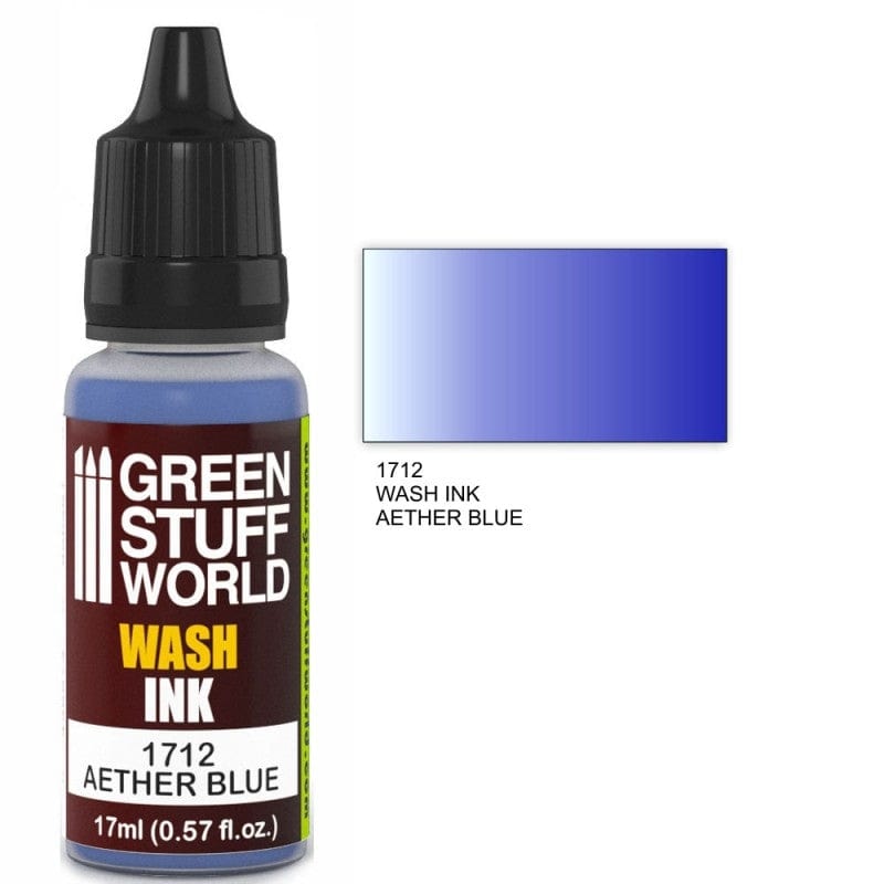 Green Stuff World 1712 Wash Ink Aether Blue Acrylic 17ml Green Stuff World PAINT, BRUSHES & SUPPLIES