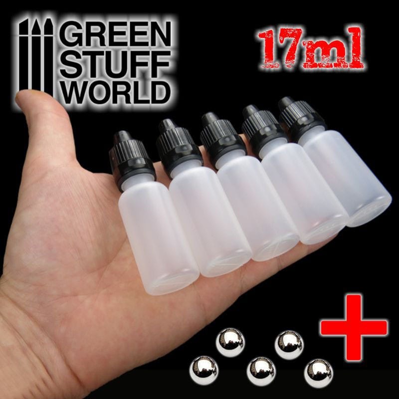 Green Stuff World 17ml Dropper Bottles W/Mixing Balls (5) Green Stuff World PAINT, BRUSHES & SUPPLIES
