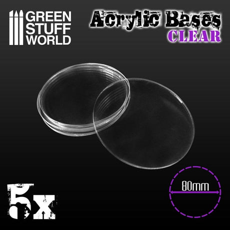 Green Stuff World Acrylic Bases - Round 80mm Clear Green Stuff World PLASTIC MODELS