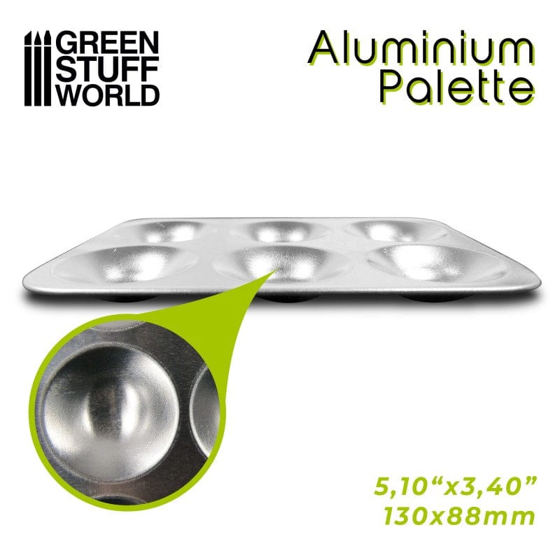 Green Stuff World Aluminum Palette 6 wells Rectangle - Hobbytech Toys
