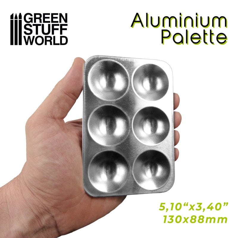 Green Stuff World Aluminum Palette 6 wells Rectangle - Hobbytech Toys