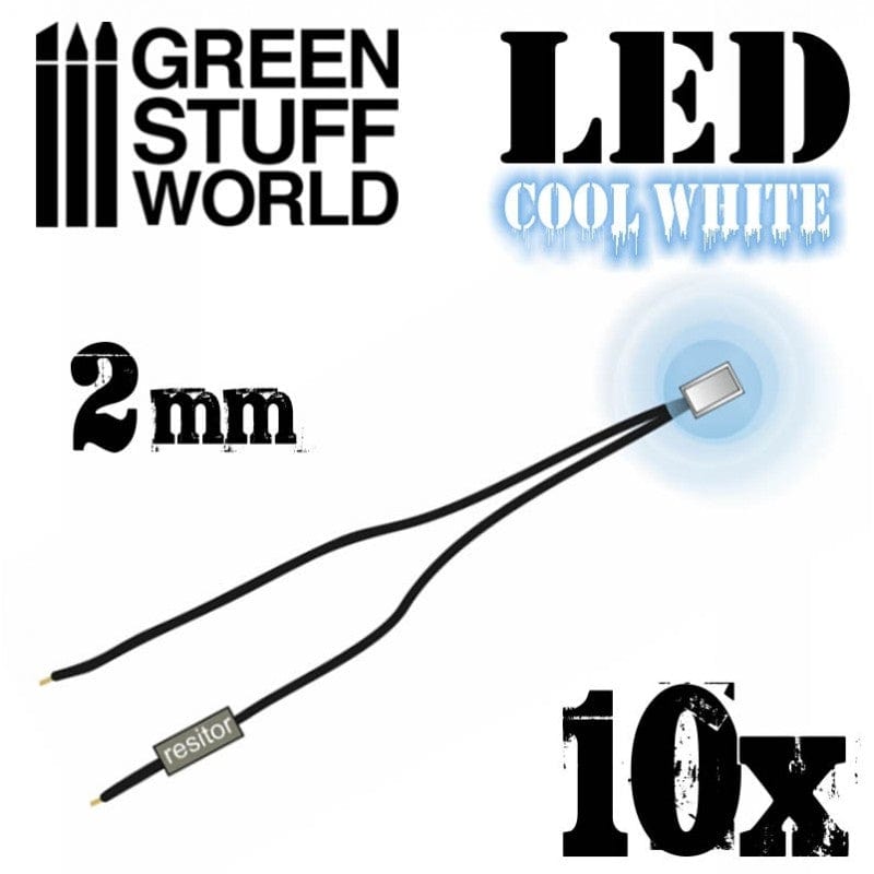 Green Stuff World Cool White Led Lights - 2mm (10pcs) Green Stuff World ELECTRIC ACCESSORIES