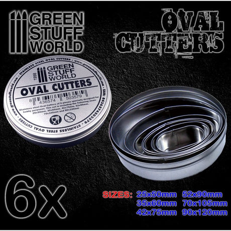Green Stuff World Steel Oval Cutters For Bases (6) Green Stuff World TOOLS