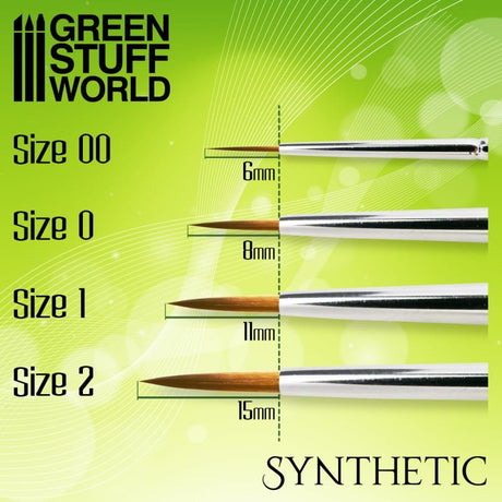 Green Stuff World Synthetic Brushes - Green Series 4 Pack - Hobbytech Toys