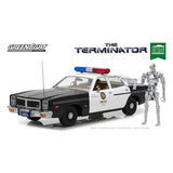 Greenlight 1/18 The Terminator 1977 Dodge Monaco Metropolitan Police with T-800 Endoskeleton Figure Greenlight DIE-CAST MODELS