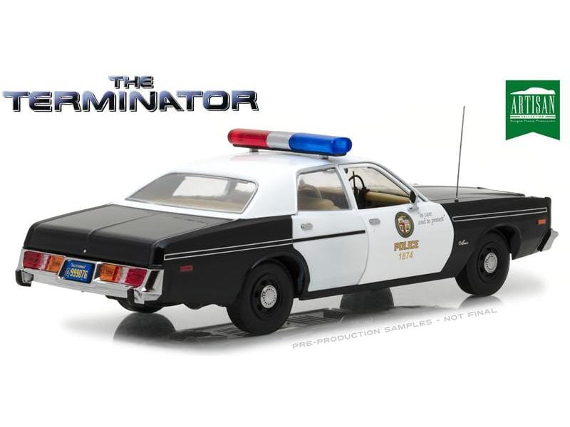 Greenlight 1/18 The Terminator 1977 Dodge Monaco Metropolitan Police with T-800 Endoskeleton Figure Greenlight DIE-CAST MODELS