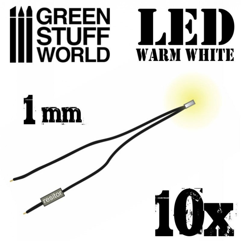 Green Stuff World Warm White Led Lights - 1mm (10pcs) Green Stuff World ELECTRIC ACCESSORIES