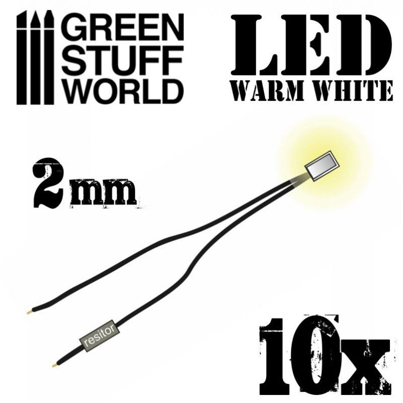 Green Stuff World Warm White Led Lights - 2mm (10pcs) Green Stuff World ELECTRIC ACCESSORIES