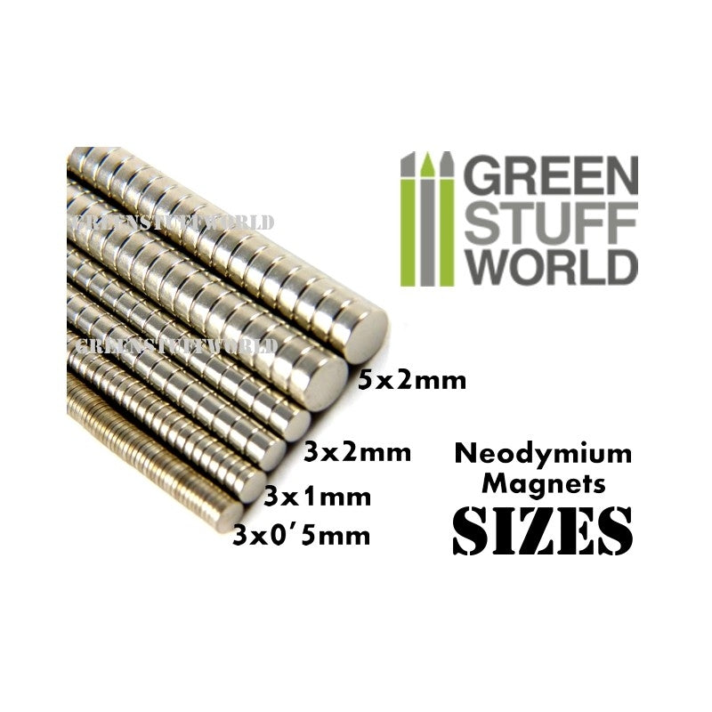 Green Stuff World Neodymium N35 Magnets 3X1mm (50pcs) Green Stuff World PAINT, BRUSHES & SUPPLIES