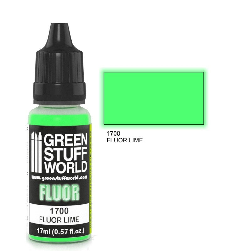 Green Stuff World 1700 Fluor Paint Lime Acrylic 17ml Green Stuff World PAINT, BRUSHES & SUPPLIES