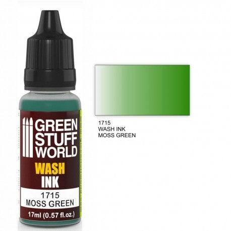 Green Stuff World 1715 Wash Ink Moss Green Acrylic 17ml Green Stuff World PAINT, BRUSHES & SUPPLIES