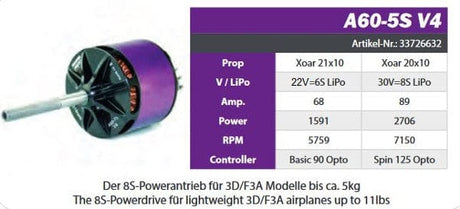 Hacker A60-5S V4 28-Pole kv295 Brushless Motor* Hacker Motors RC PLANES - PARTS
