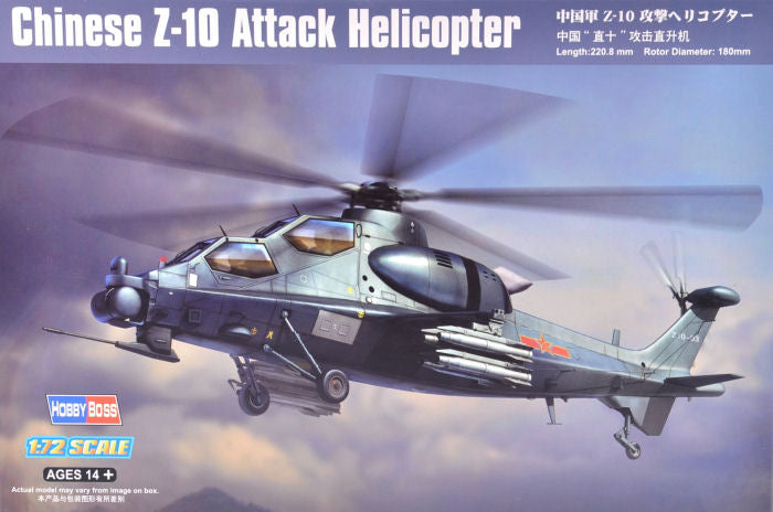 Hobby Boss 1/72 Chinese Z-10 Attack Helicopter Hobby Boss PLASTIC MODELS