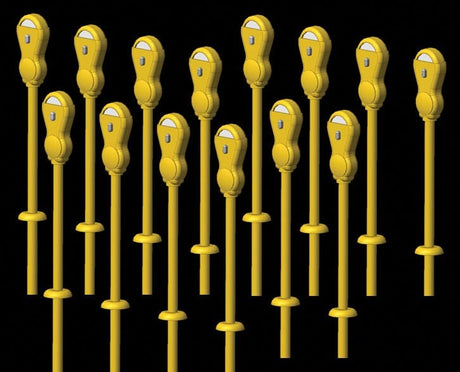 Hi-Tech Details N Parking Meters pkg(14) - Yellow Hi-Tech Details TRAINS - N SCALE
