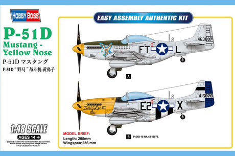 Hobby Boss 1/48 P-51D Mustang Yellow Nose Hobby Boss PLASTIC MODELS