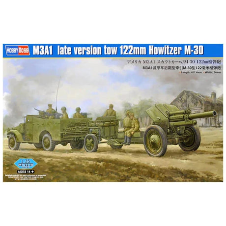 HobbyBoss 1/35 M3A1 late version tow 122mm Howitzer M-30 Plastic Model Kit [84537] - Hobbytech Toys