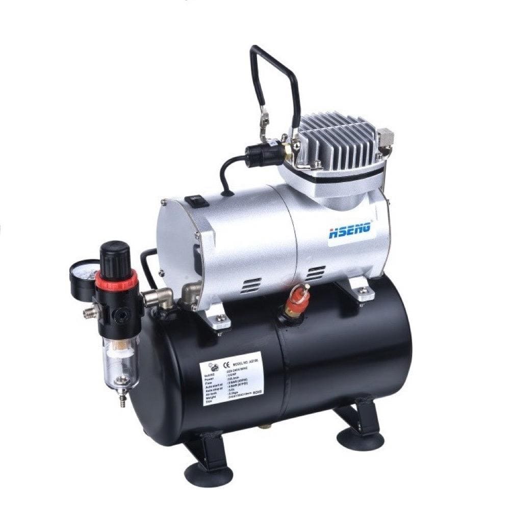 Hseng AS186 Air Compressor With 3L Air Tank,Water Trap & Regulator Hseng AIRBRUSHES & COMPRESSORS