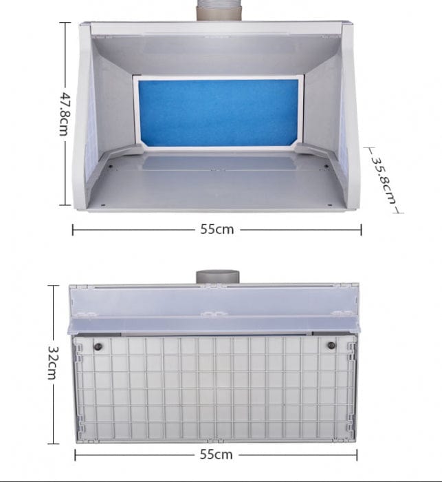 Hseng E550BLK Spray Booth With LED Lights (55x48x35cm) Hseng AIRBRUSHES & COMPRESSORS