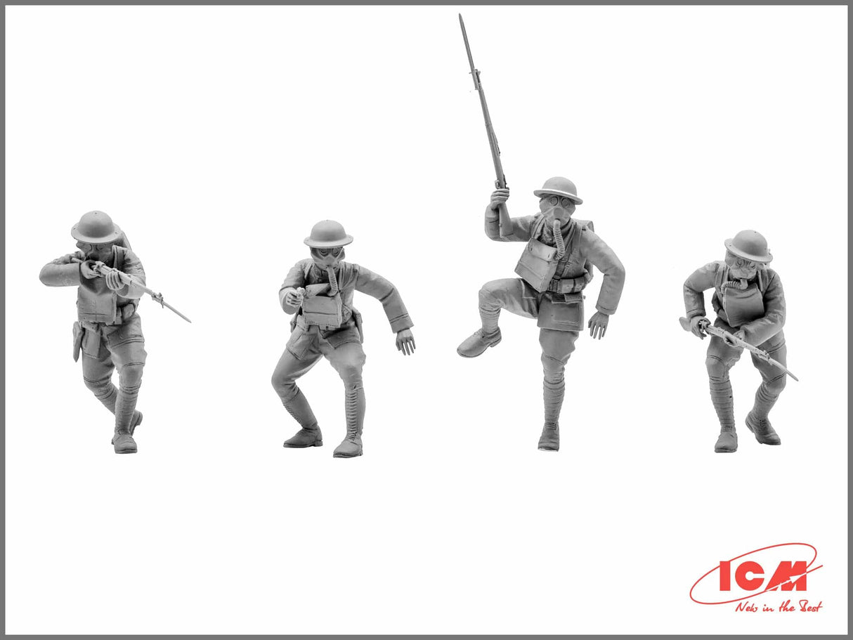 ICM 1/35 US Infantry in Gas Masks (1918)(4) ICM PLASTIC MODELS