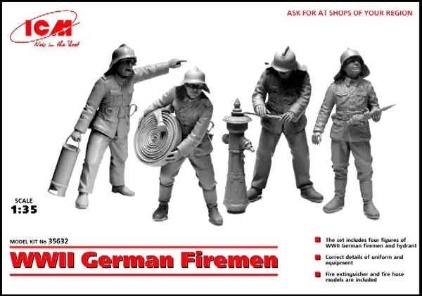 ICM 1/35Ger. Firemen (4) ICM PLASTIC MODELS